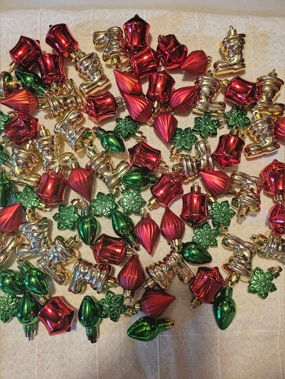 Lot of Miniature Plastic Christmas Tree Ornaments DIY Craft Red Green Gold